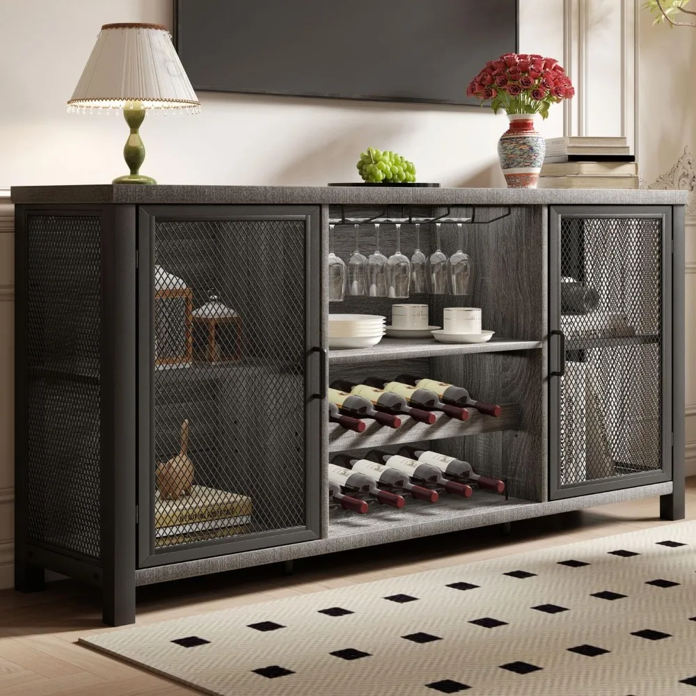 

Bar Cabinets ,Sideboard Buffet Cabinet for LiquorAndGlasses, Rustic Wine Bar Cabinet with Storage Rack, Bars Display Cabinets