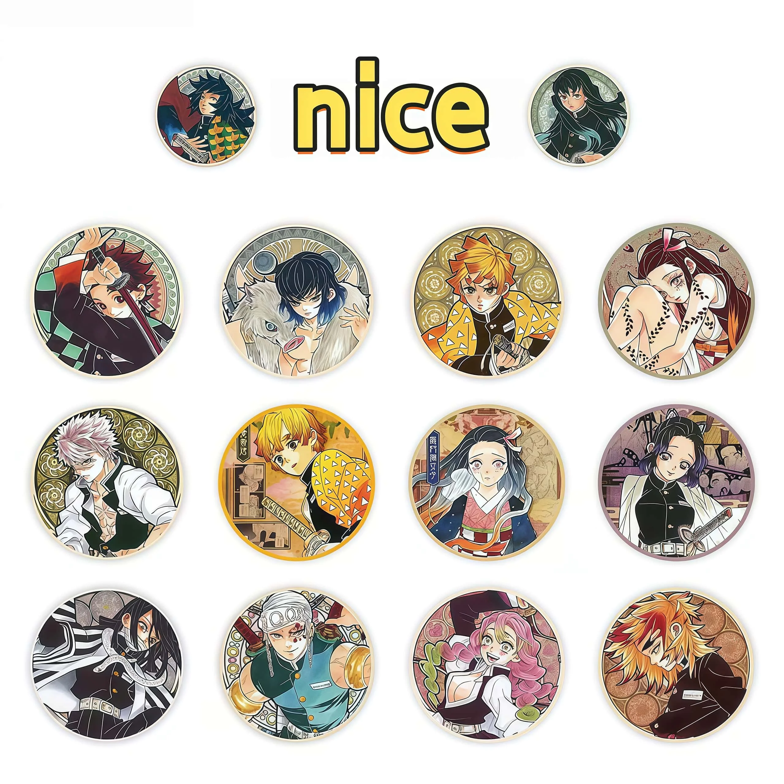 500Pcs Colorful Demon Slayer Round Sticker Roll, Vibrant Manga Character Labels for Packaging Journal Scrapbook DIY Decor