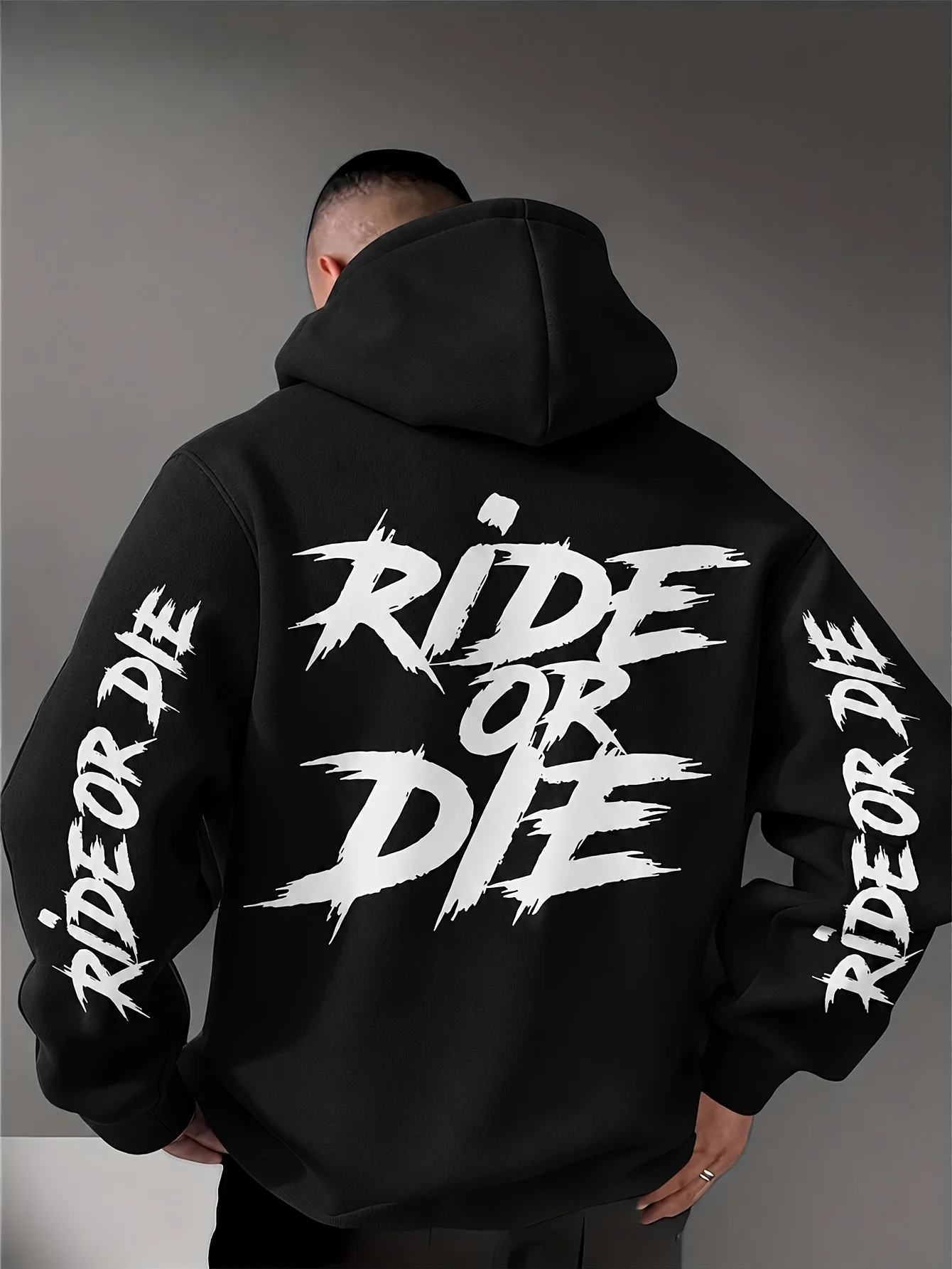 This Is a Stylish Hooded Sweatshirt with a Themed Design for Plus Size Men. It Is a High-quality, Thick,