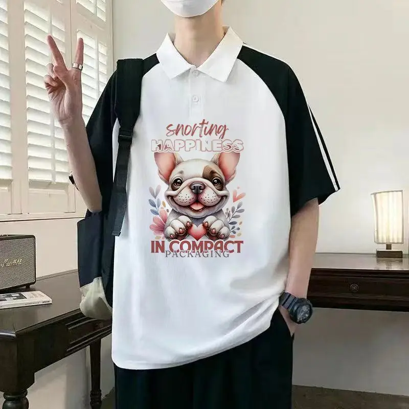 

New Animal Trendy Ins Super Popular Turn-Down Collar Unisex Student Summer Cartoon Loose Couple Outfit Casual Polo Shirt