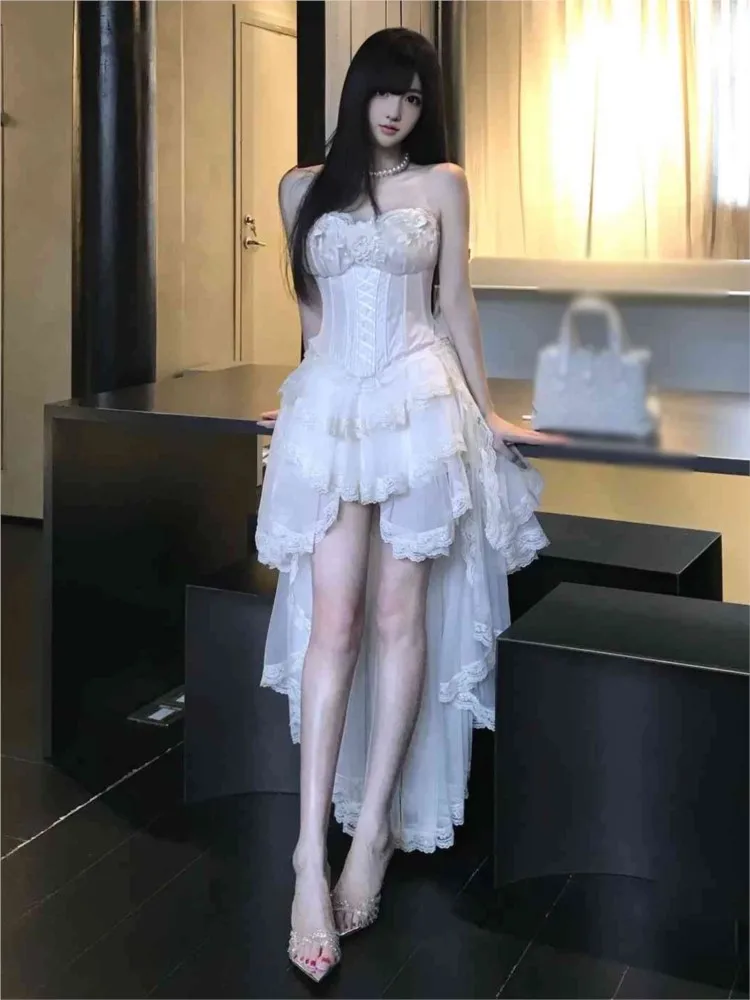 A three-dimensional flower-patterned halter dress with stylish and elegant