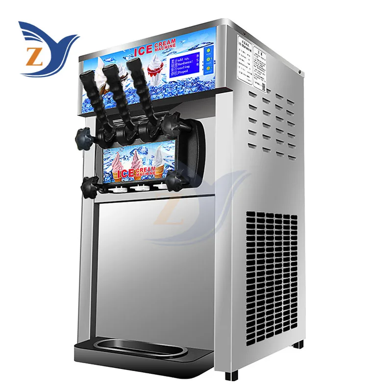 Ice Cream Making Machine ZY-168 Stainless Steel 1200W Table Type Small Automatic Commercial Double Storage Cylinder Equipment