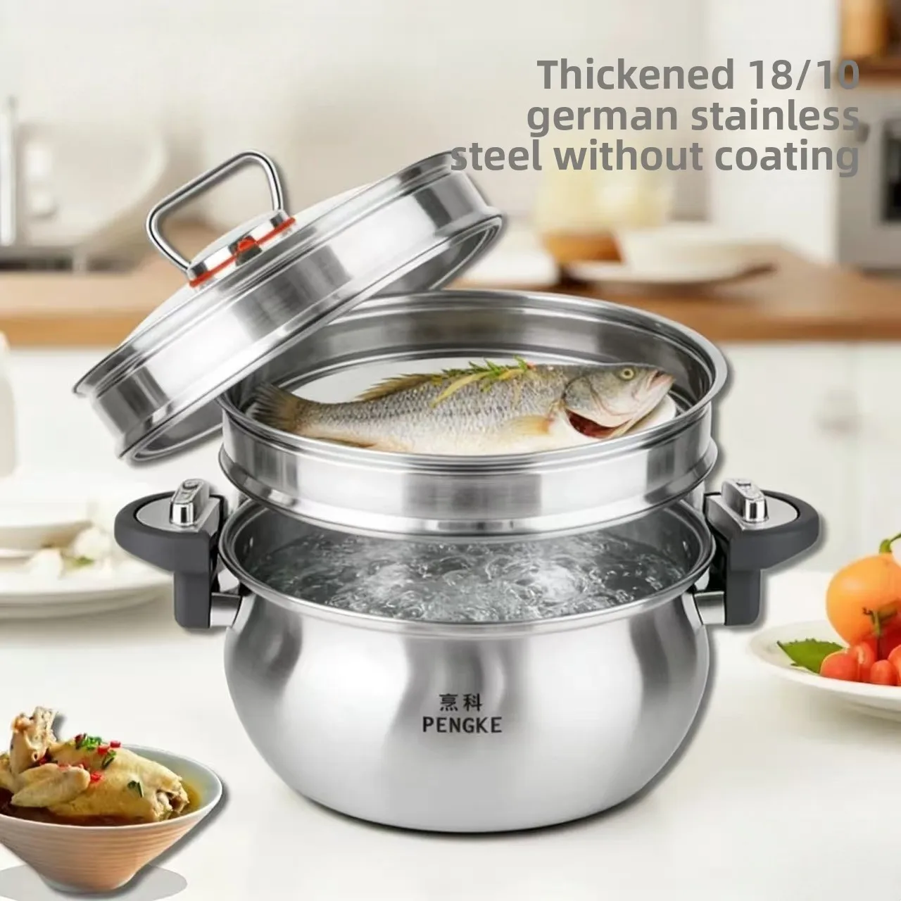 Stainless Steel Micro Pressure Cooker Twenty Six Centimeters Seven Liter Capacity Heavy Duty Universal Stove Pressure Cooker