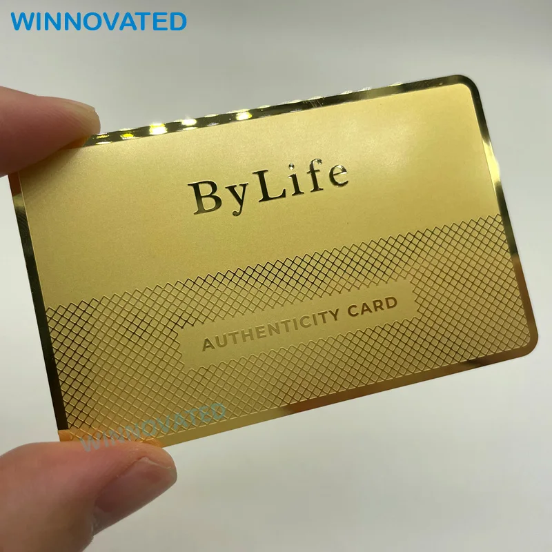High Quality Mirror Gold Metal Business Card With Engraving