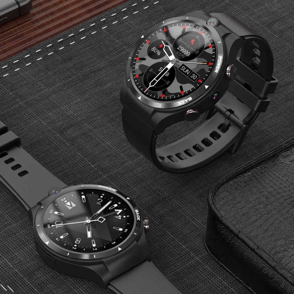 New Fashion LEM15  4+128G 1.6 inch Smart Watch Business Big power  Android 10 Watch Health  Heart Monitor Waterproof Black