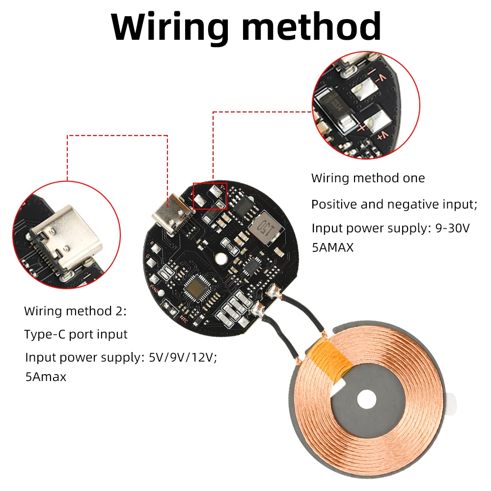 20W High Power Car Wireless Charging Module 12V 24V Mobile Phone Battery Car Modification Wireless Charging Motherboard Pcba