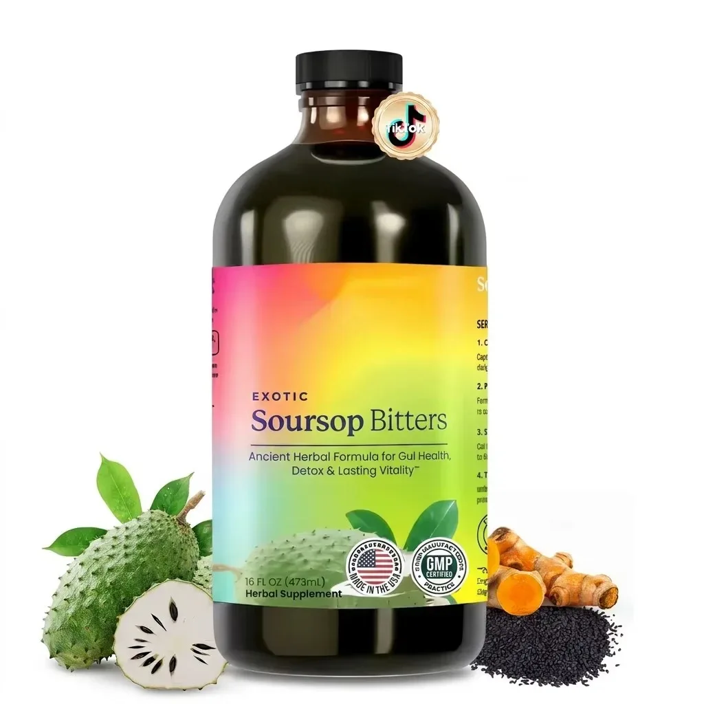 Herbal Soursop Bitters Liquid Drops – Herbal Cleanse & Natural Detox Tonic with Moringa| Digestive Support | Vegan, Non-GMO