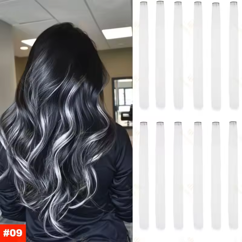 22Inch Synthetic Long Straight Clip In Hair Extensions High Temperature Hairpieces Rainbow Colors Hair Accessories for Women - Image 10