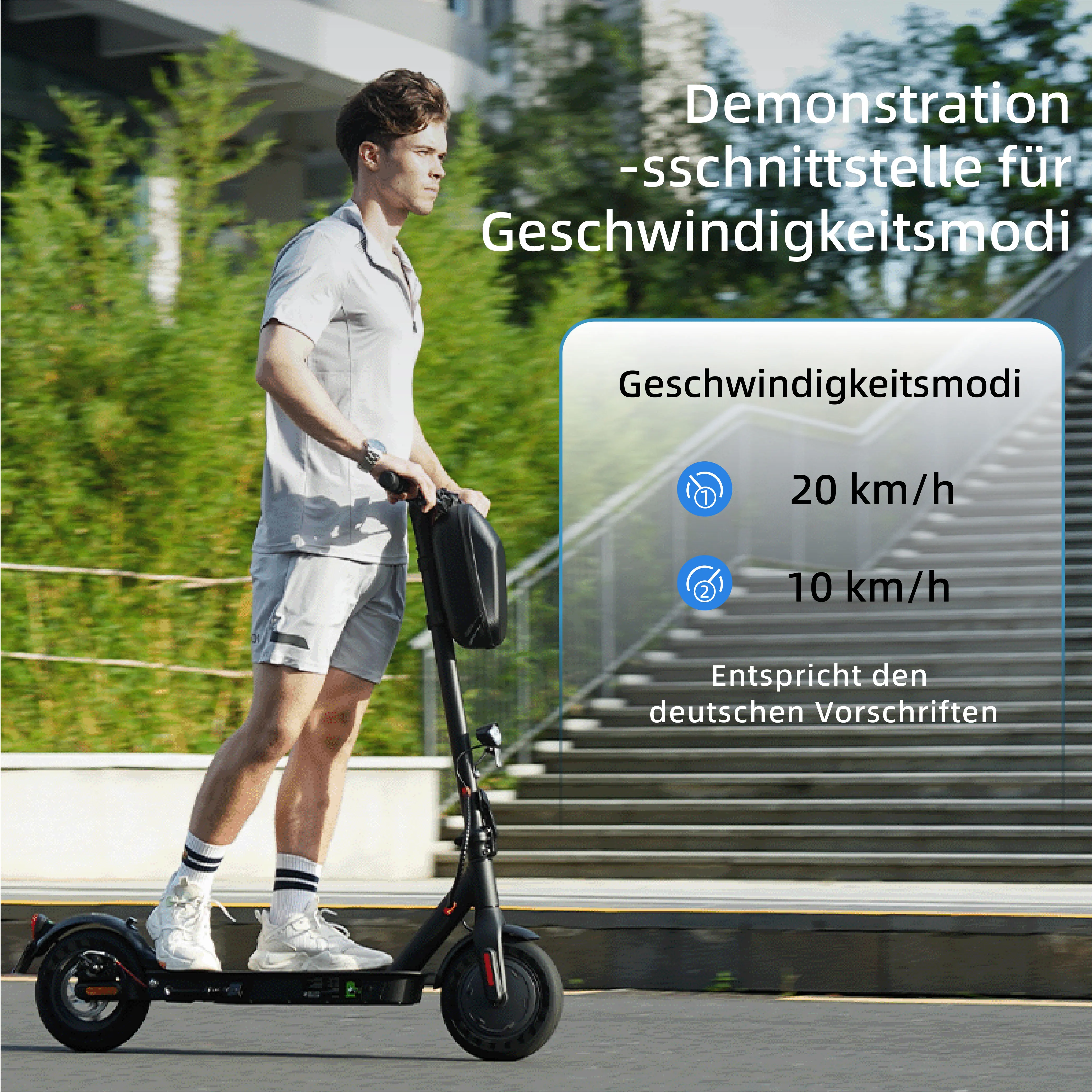 E9TMAX 10-Zoll Elektroroller 500W 36V10Ah 35-40km Reichweite Wabenreifen Hinterradfederung City-Pendler-E-Scooter (ABE) mit App – Detail 13