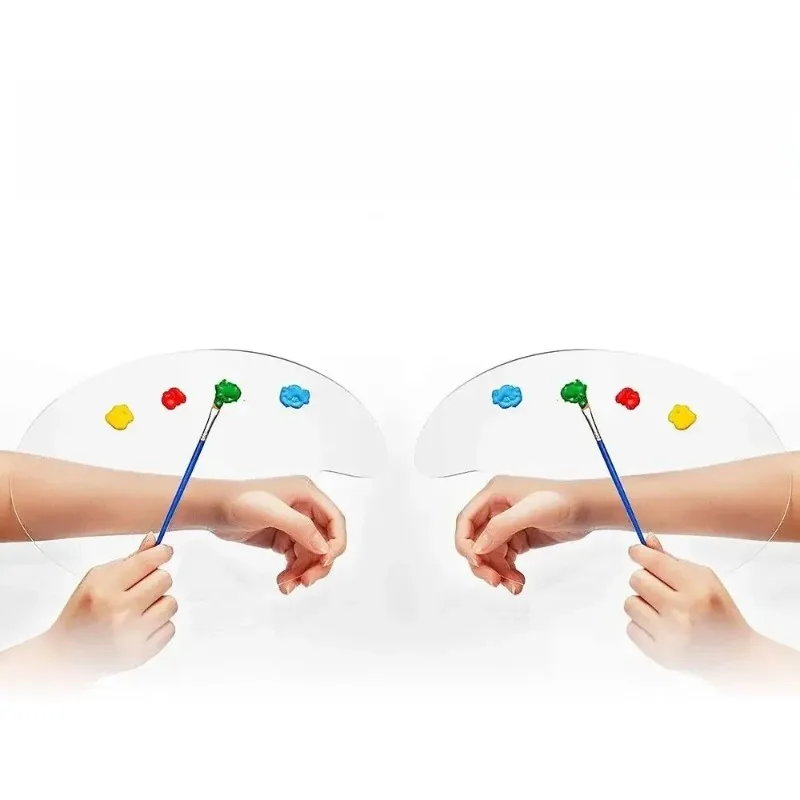 High Quality Clear Acrylic Paint Palette Transparent Oval Pigment Tray Drawing Supply for Gouache Art Work