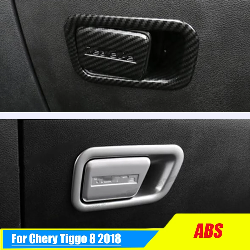 

For Chery Tiggo 8 2018 Accessories ABS Carbon/Matte Car copilot glove Box handle bowl Decoration Panel Frame Cover Trim