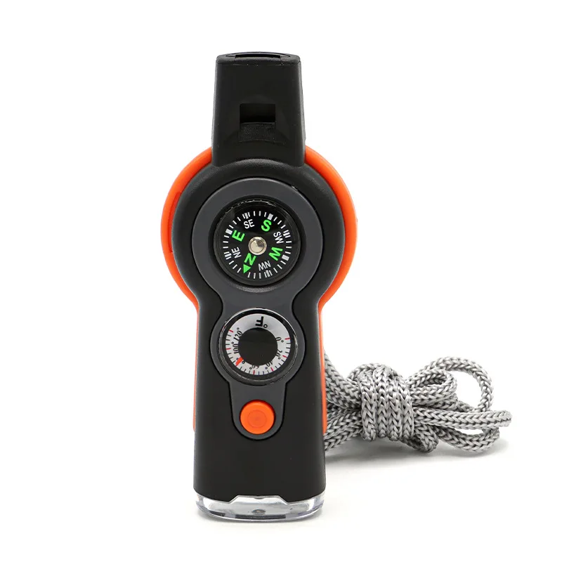 7 in 1 Emergency survival function whistle with lanyard,perfect for kayaking,boating,hiking,camping,hiking,fishingrescue signals