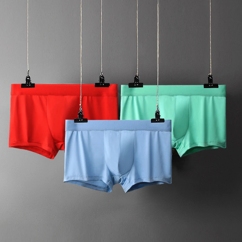 

4PCSIce silk underwear, men's underwear, summer breathable, U-convex one-piece, seamless, four-corner underpants, antibacterial