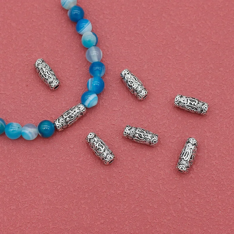 10pcs/Lot Religious Buddhism Symbols Sylinder Loose Beads 12x5mm Prayer Mantras Tube Spacer Beads DIY Jewelry Widgets Findings