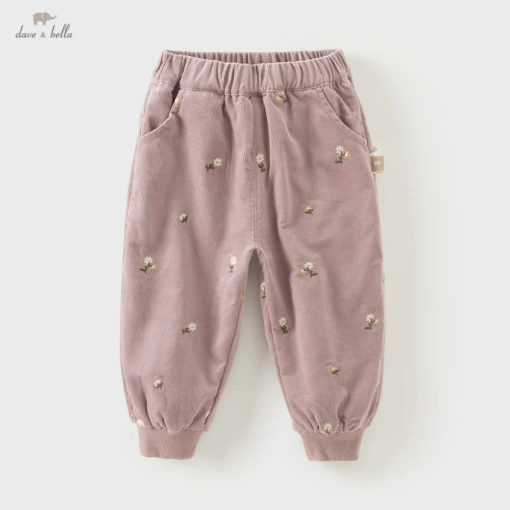 

Dave Bella Children's Corduroy Trousers Autumn Baby Girls Cotton Embroidery Pants Kids Loose Casual Pants Outdoor DB3241849