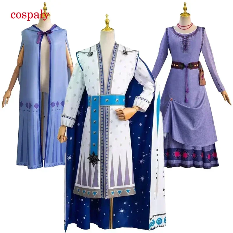 Película Wish Asha Wish Magnifico Cosplay disfraz Asha disfraz princesa vestido púrpura Halloween Navidad para mujeres hombres niños