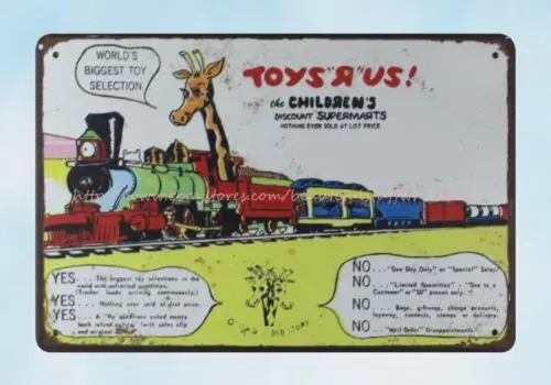 rustic wall 1969 Toys 'R' Us for Children discount supermarket metal tin sign