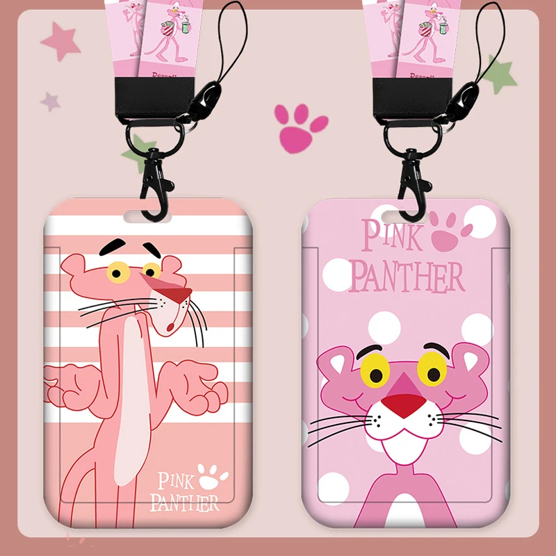 Розовая Пантера, мультфильм, аниме, милый ремешок, держатель для бейджа, чехол для автобусного пропуска, слип-держатель для банковской кредитной карты, ремешок, подарок для друзей