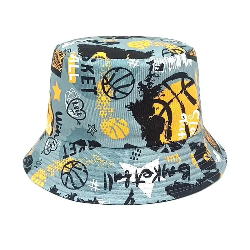 Four Seasons Cotton Cartoon Football Print Bucket Hat Fisherman Hat Outdoor Travel Sun Cap for Men and Women 212