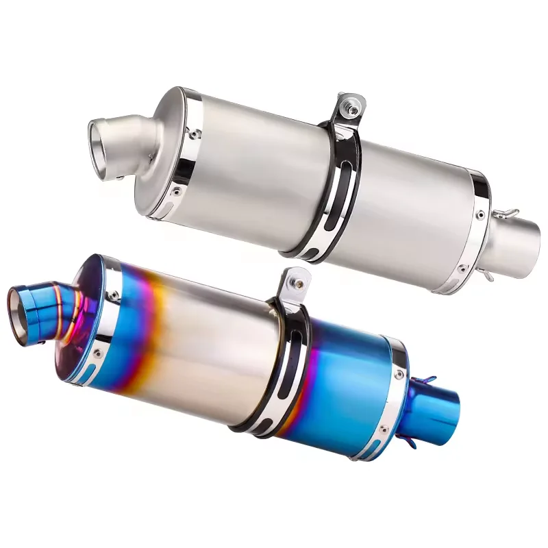Système d'échappement universel pour moto, 340 440 540 Mm, échappement rétro bleu chromé T118