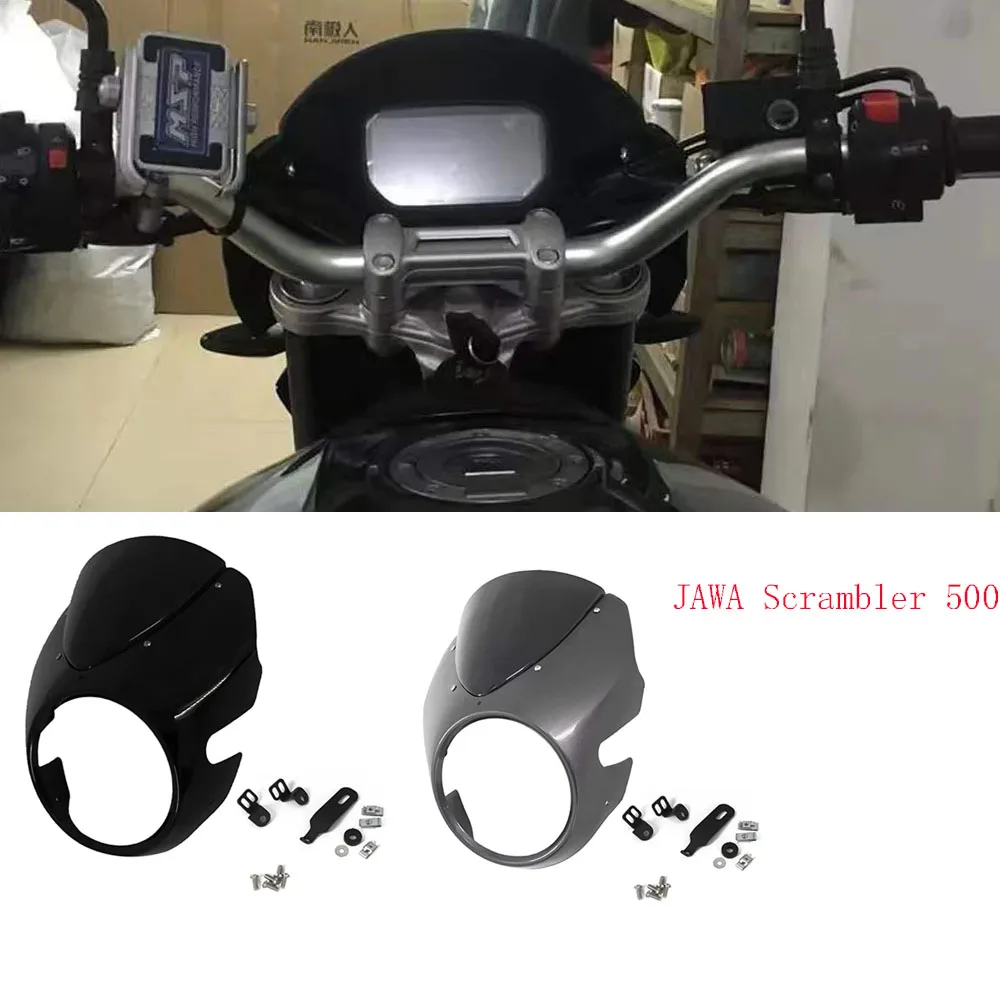 For JAWA Scrambler 500 RVM Motorcycle Round Screen Headlight Fairing Windshield Cover Fit JAWA Scrambler 500