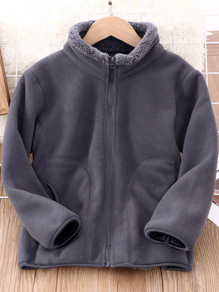 Family Matching Sherpa Jackets Trendy Zip Up Long Sleeve Winter Fall Casual Warm Fleece Coat Jackets Outerwear with Pockets