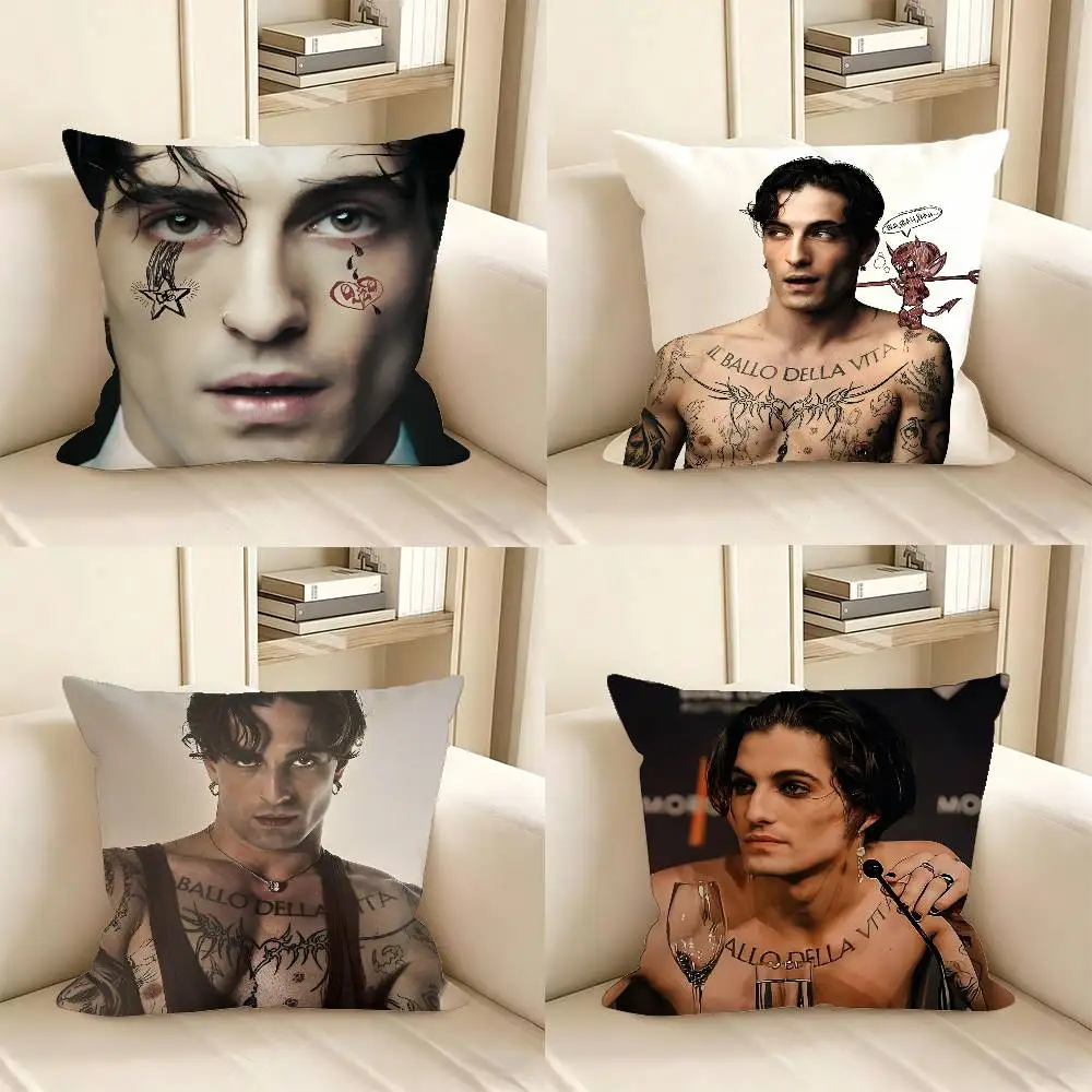 1pc D-Damiano David Funny Pillow Case Fashion Square Pillowcase Bedroom Sofa Room Ins Decoration Leisure