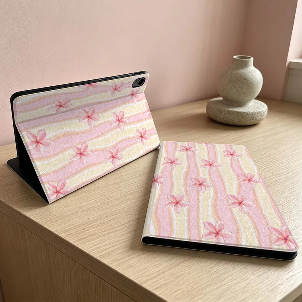 Pink Plumeria Stripe Pattern Soft For Huawei MatePad MediaPad MagicPad Honor Pad 10 9 8 X10 X9 X8 X8a Pro Inch Tablet Case