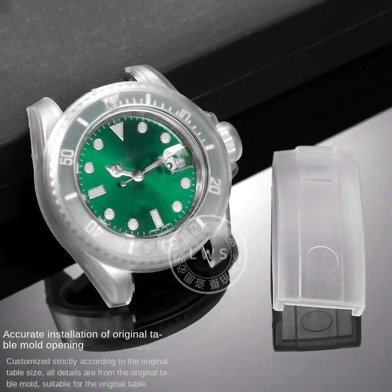 Capa protetora peças de relógio para rolex 40mm 41mm daytona preto verde água fantasma iate caso dial relógio fivela silicone protetor