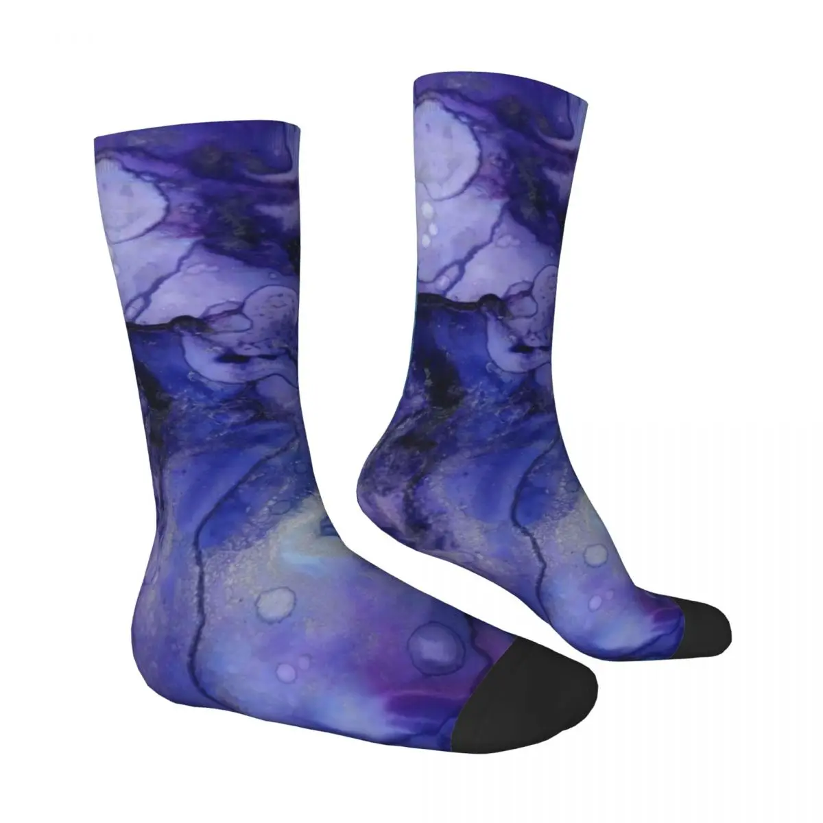 Marbled Abstract Print Socks Blue and Purple Liquid Kawaii Stockings Unisex Quality Cycling Socks Winter Graphic Anti Slip Socks