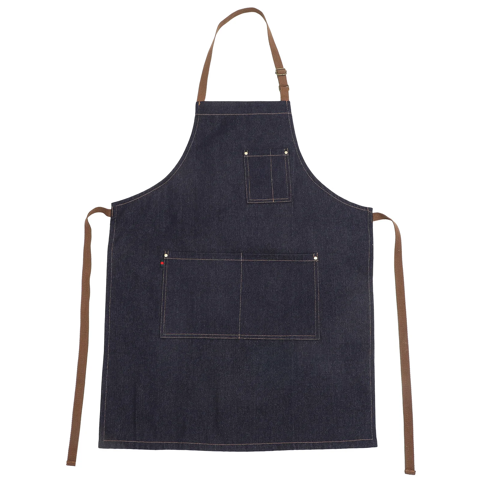 

1Pcs Heavy Duty Denim Work Apron Adjustable Neck Strap Comfortable Utility Pockets Suitable for Salon Kitchen Cafe Hairstylist