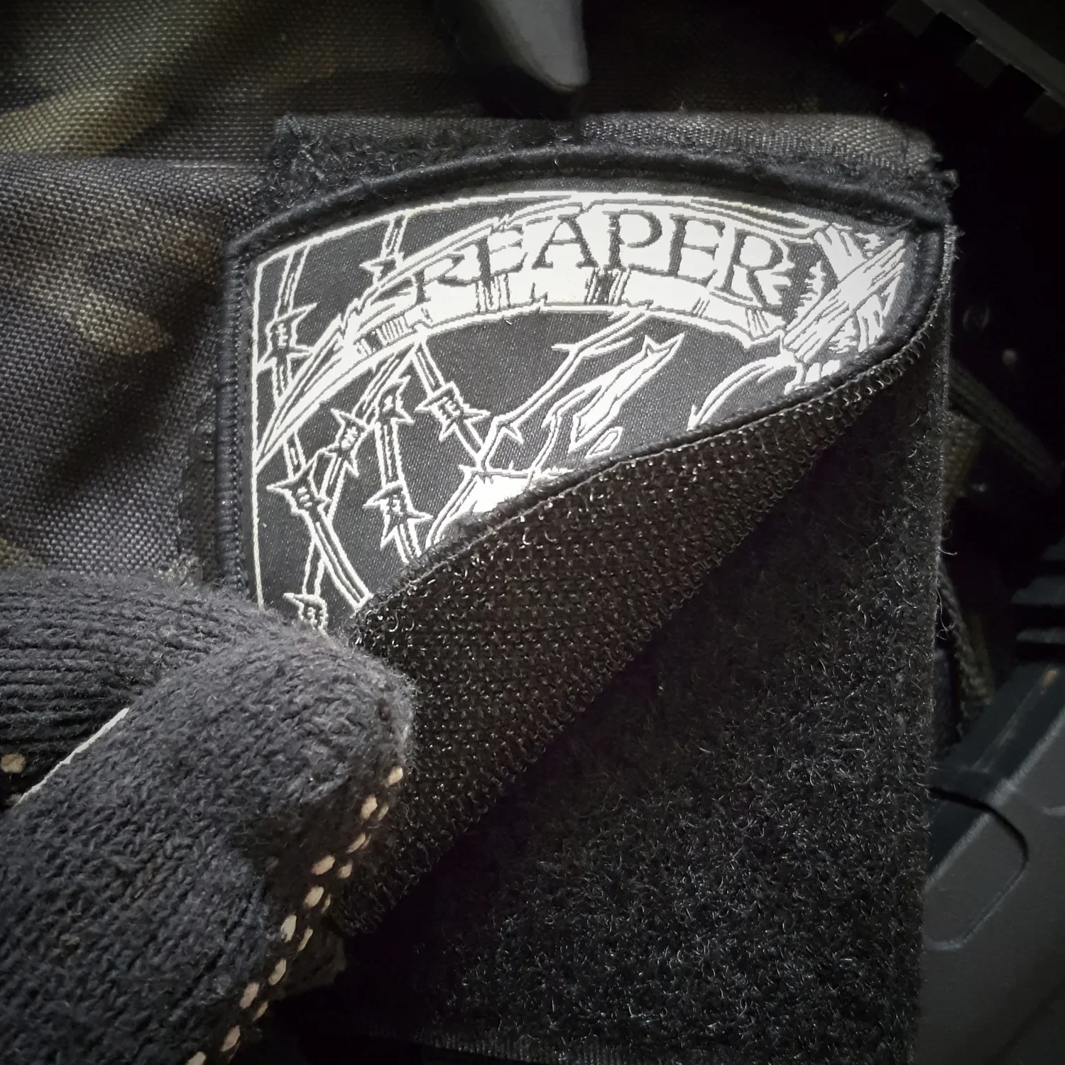 Reaper Embroidered Hook and Loop Patches for Clothing DIY Armband Tactical Morale Badge on Backpack Jacket Sticker Skull Patch