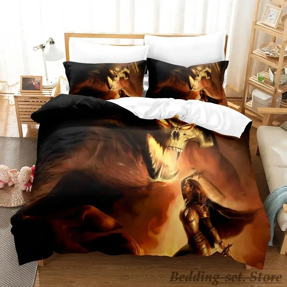 2023 Demon Monster Satan Bedding Set Single Twin Full Queen King Size Bed Set Aldult Kid Bedroom Duvetcover Sets Anime