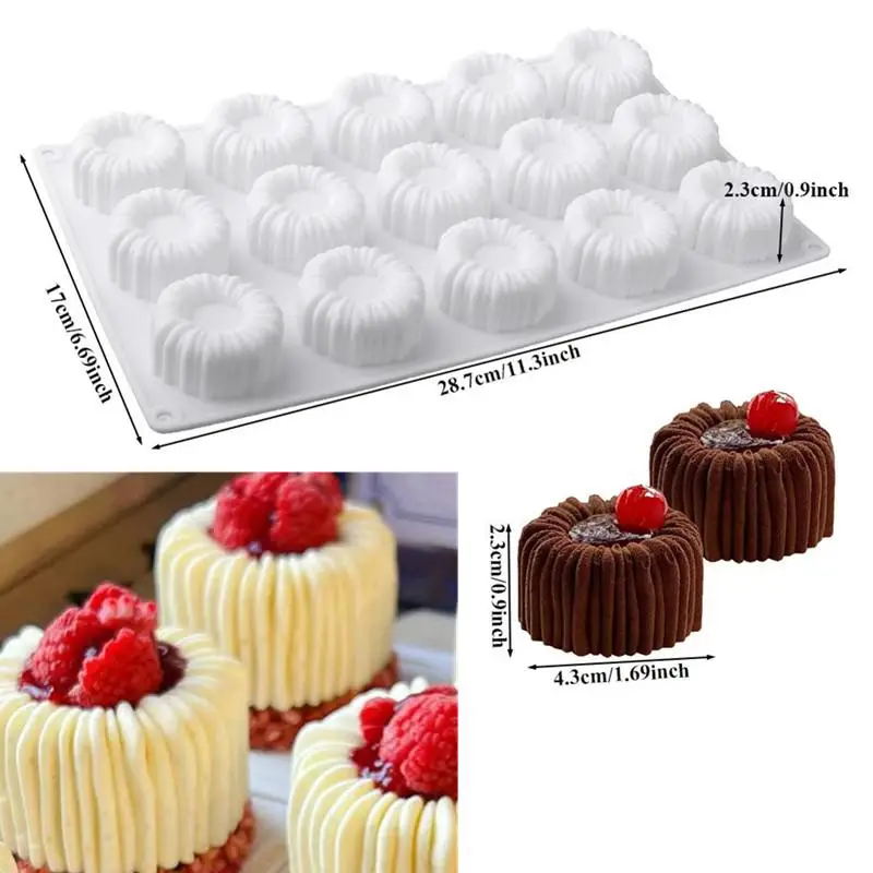 1/6/15 Grids Cylindrical Coil Texture Design Mousse Cake Mold French Dessert Baking Mold DIY Pudding Dessert Chocolate Mold