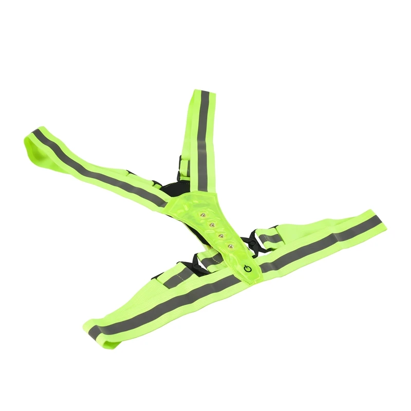 AB46-反射ベスト 調節可能 高視認性ベスト 8個のLEDランプ付き安全ベスト ジョギング用高視認性