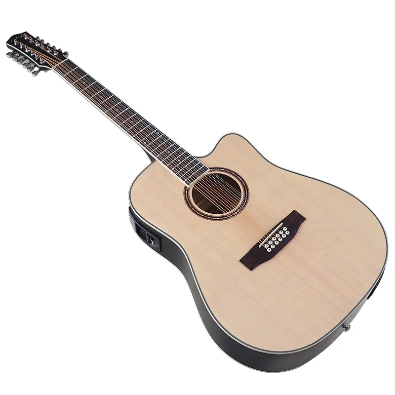 Kostenloser Versand 12 Saiten elektrische Akustikgitarre 41 Zoll Cutaway Folk-Gitarre Matte Finish
