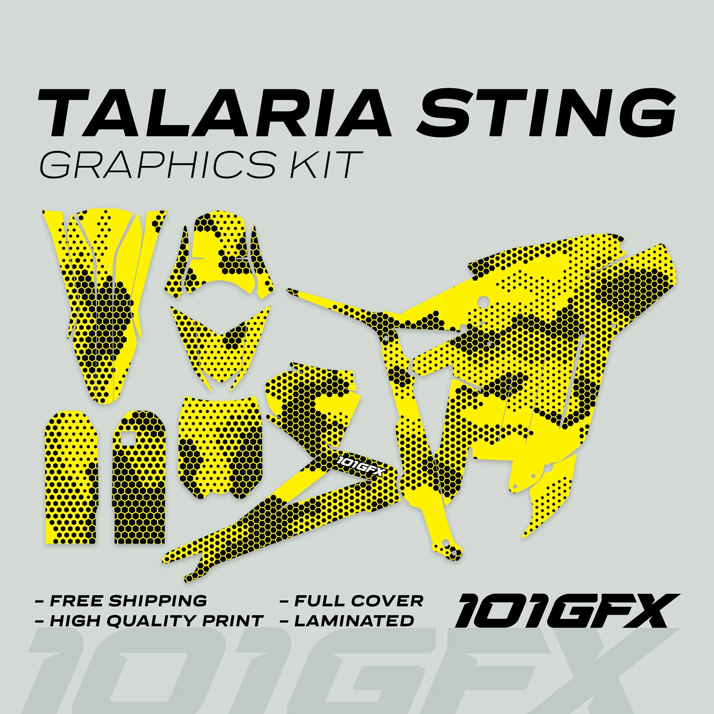 Graphics Kit HEXOCAM YELLOW Decals Stickers Laminated Camo hexagonal honeycomb modern wrap eBike  For Talaria Sting MX3 MX4