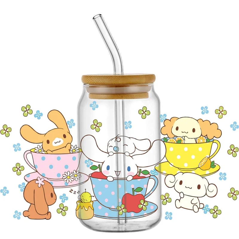 3D UV DTF   Cartoon Cinnamoroll UV DTF Transfer Waterproof  Sticker  For 16oz Glass Libbey Can Bottle