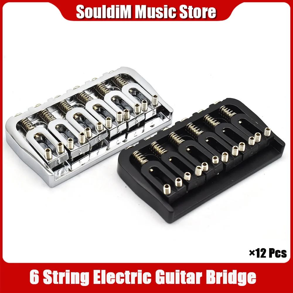 

12 Pcs 6 Strings Fixed Guitar Bridge Guitar Accessories Black Chrome Gold Electric Guitar Bridge 72.8x38MM-10.6