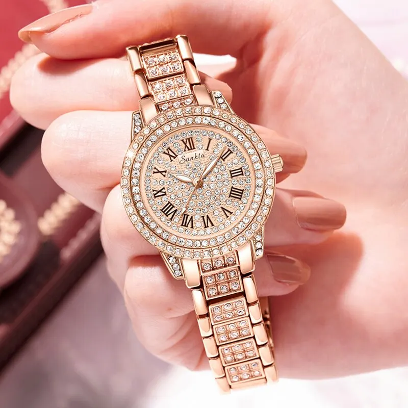 New Gold Women Watches Creative Steel Women Bracelet Wrist Watches Ladies Fashion Waterproof Female Relogio Feminino