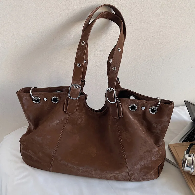 

Personality Tote Bag for Women Solid Suede Pillow Underarm Bags Large Capacity Female Commute Shoulder Bags Matte Travel Pack