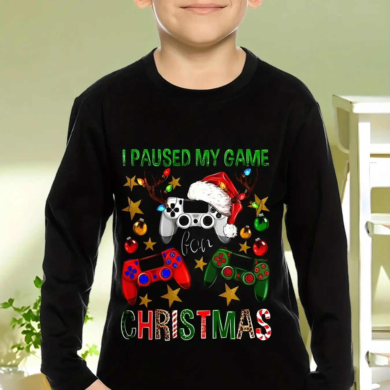 Children\'s Clothing Boys Tshirt Long Sleeve Santa Claus Print Children Spring Fall Clothes Stylish Christmas Party Girl Clothes