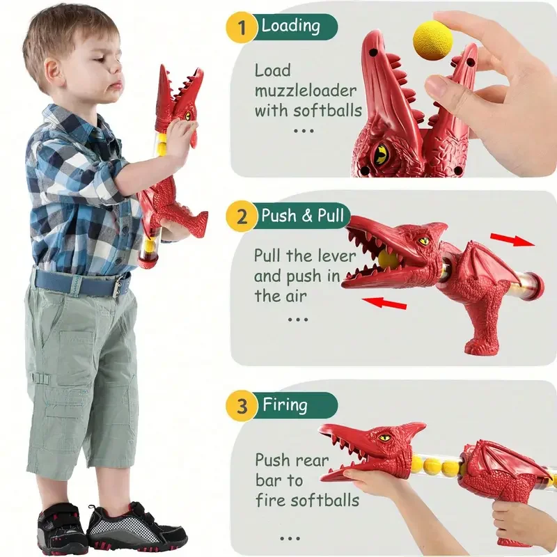 Pistolet jouet de tir dinosaure, catapulte EVA pour enfants, pistolet à balle souple, aérodynamique en plastique, jouet créatif