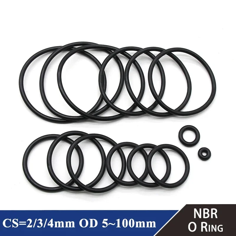 10pcs NBR O Ring CS 2 3 4 mm OD5~100mm Automobile Nitrile Rubber Round Corrosion Oil Resistant Sealing Washer Black Gasket