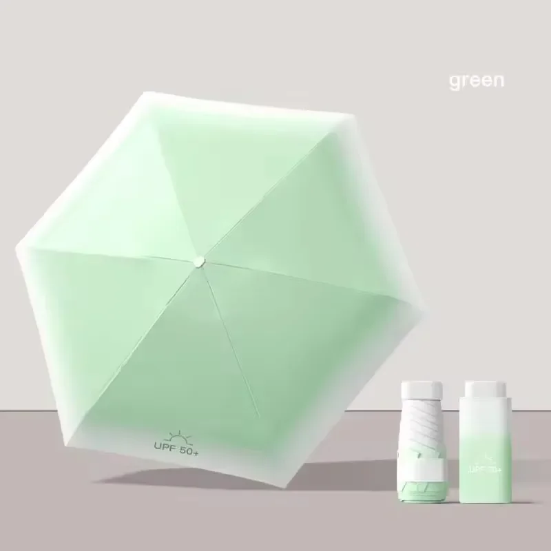 Mini Sunproof 6 Folding Umbrella Sunscreen UV Vinyl Small Sunny and Rainy Umbrella for Women Men Pocket Graduated Color Sunshade