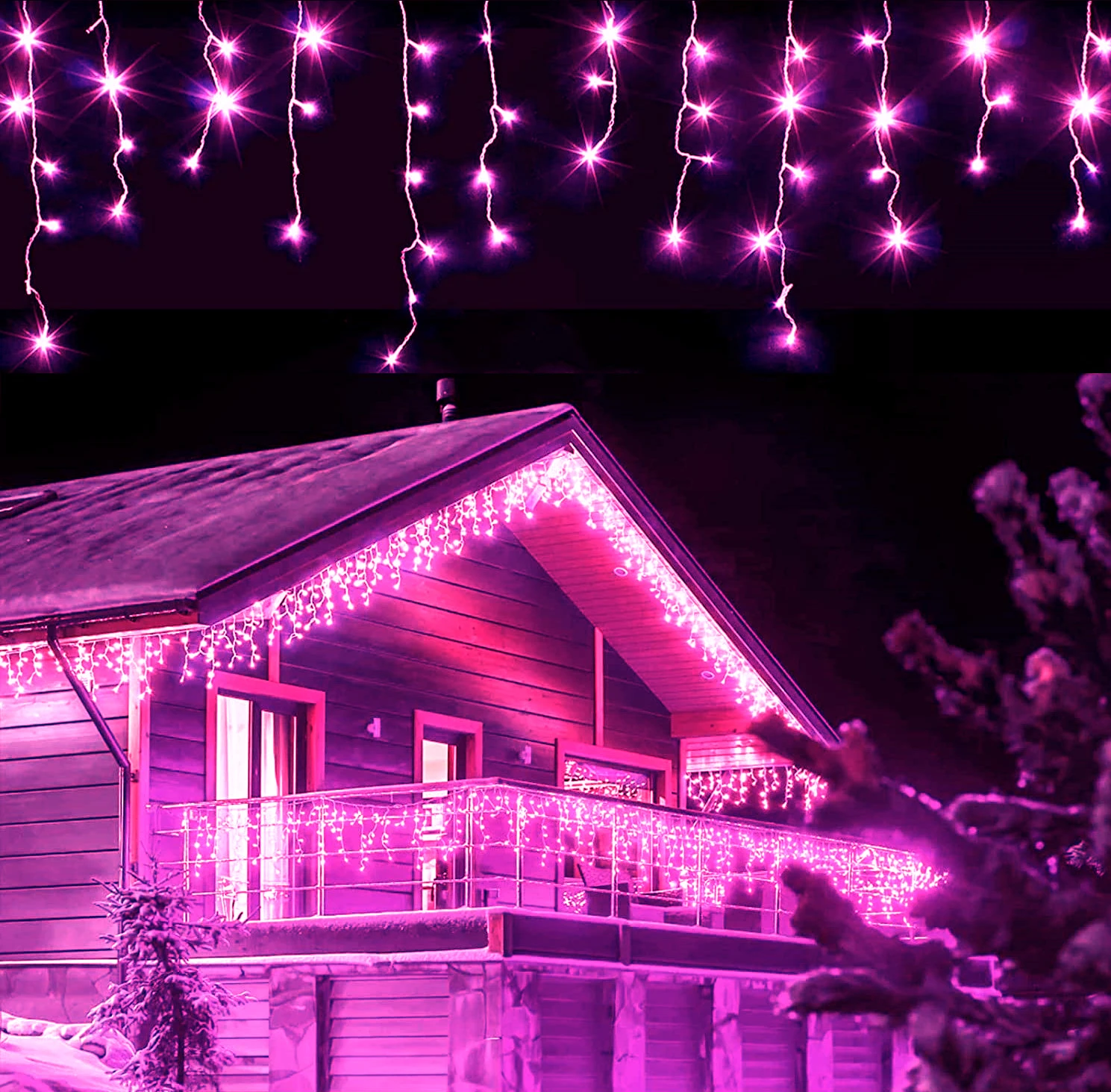 Christmas Lights Pink Festoon Led Icicle Lights 5M*0.5/0.6/0.7M EU Plug 3Mx3M Windows Curtain Garland Remote Controller New Year