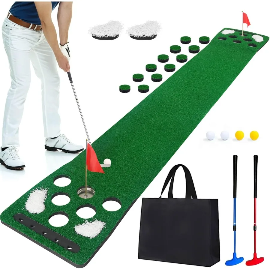 

Golf Putting Game Set with Portable Mat 4 Balls 2 Cups and Flags for Outdoor and Indoor Party Games Ideal for Backyard Living R