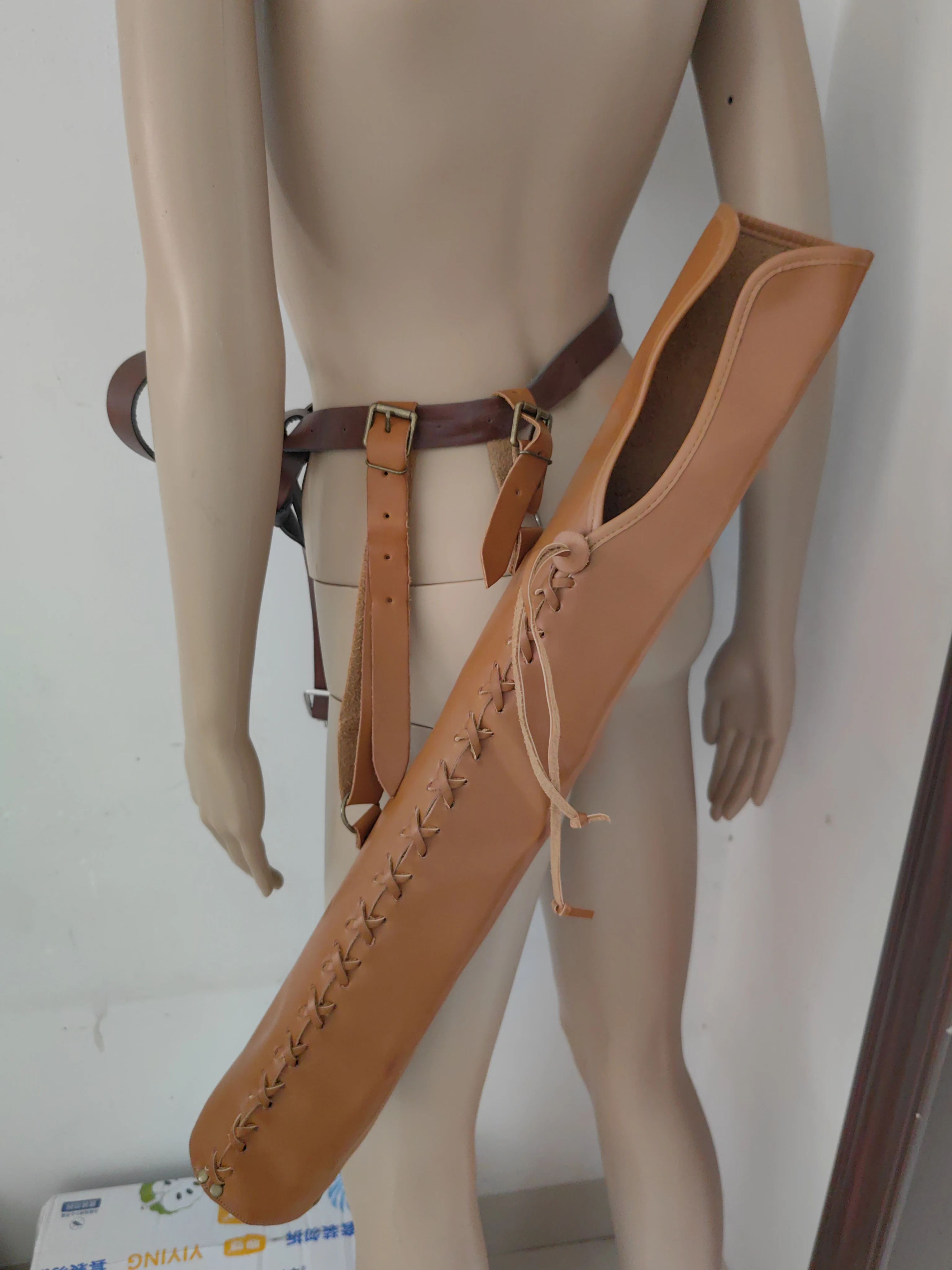 Halloween Men Medieval Costumes Retro Knight Bow Arrow Quiver Tube Archery Hunting Shooting Props PU Leather Accessories