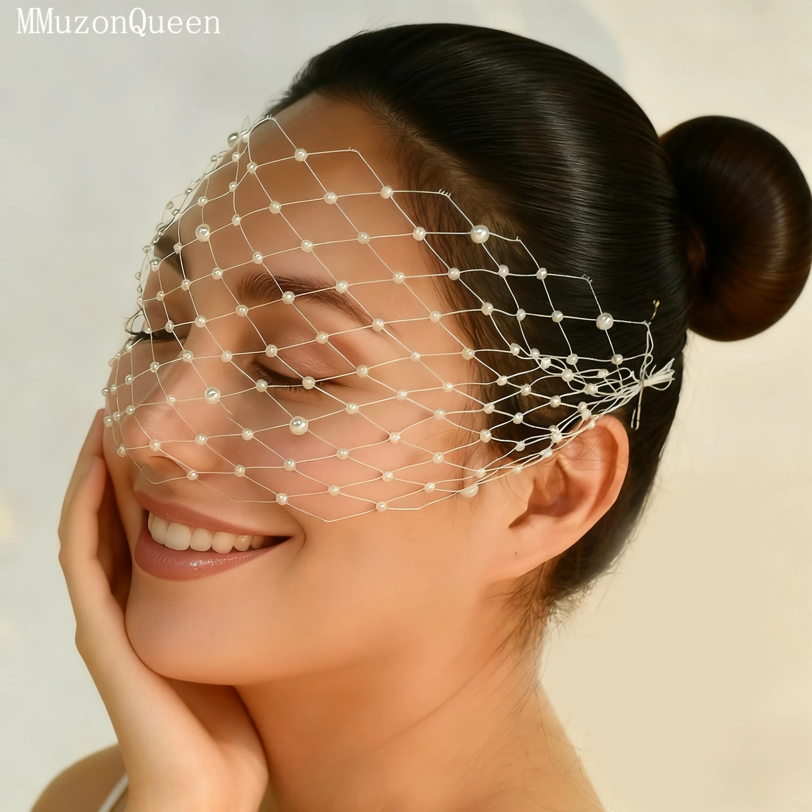 

TOPQUEEN Wedding Mesh Veil Various Style Bird Cage Veil With Pearl Removable Powder Blusher Single Party Accessories MA52