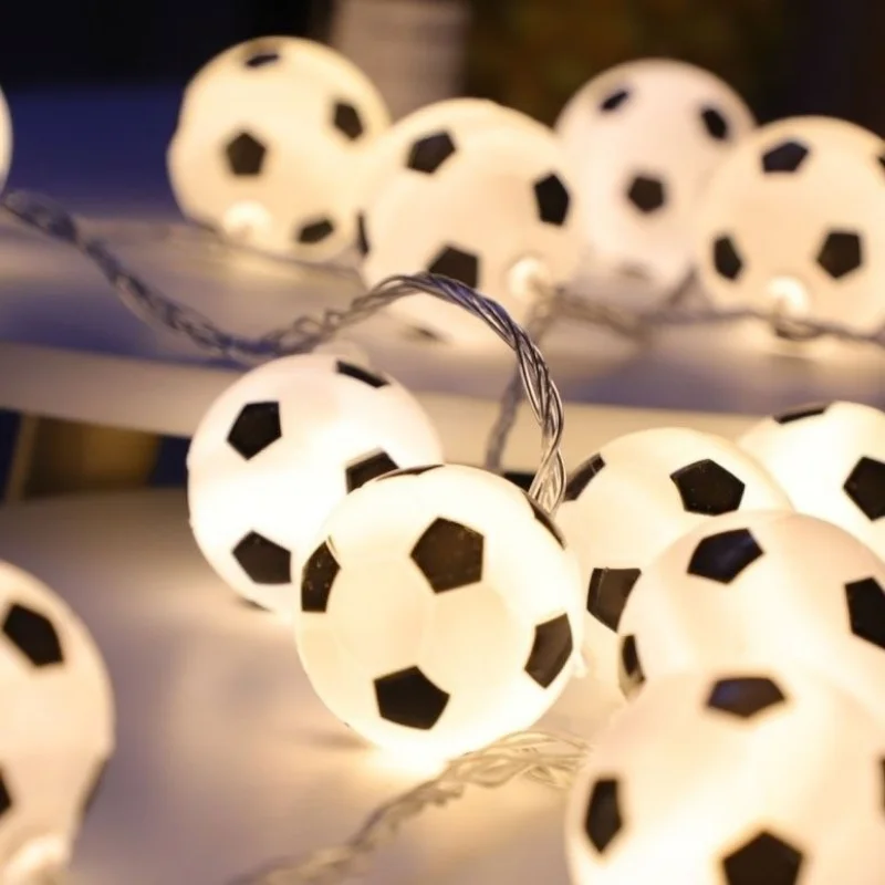 LED String Light Football Soccer Ball Shaped Fairy Light Decor 40 Bulbs Twinkle Lights for Garden Party Sports Carnival Parties